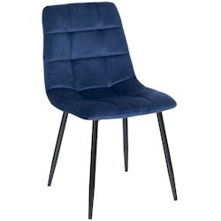 Décoshop26 - Chaise de salle à manger x1 coutures décoratives carrées en tissu velours bleu et métal noir 10_0002127 - bleu 3000250851251_0