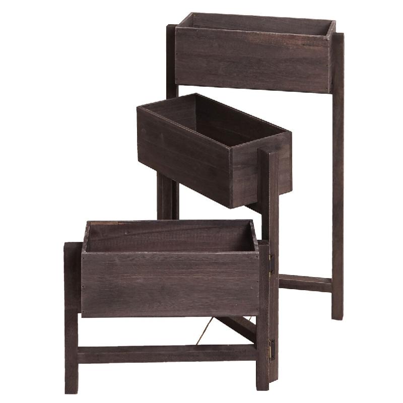 Décoshop26 - Étagère à plantes sur pied support à fleurs trois paniers jardinière 65x108x15 cm bois aspect vieilli vintage 04_0008699 - 3000262679829_0