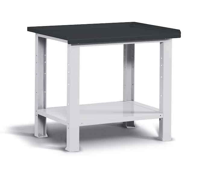 Établi métallique Fortis - acier gris - L.1031 mm - plateau robuste 1000 kg - étagère renforcée_0