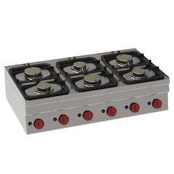 EURAST - Réchaud a gaz 6 feux sur table - 1050x600x280 mm - 19,8 Kw - 33300311 - inox 33300311_0