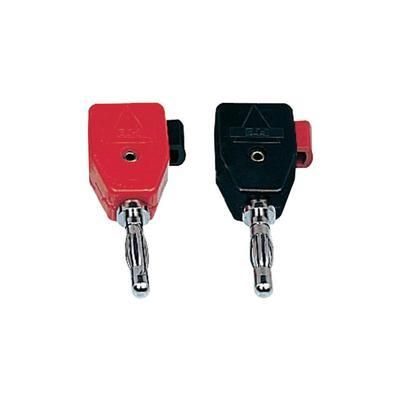 Fiche banane rouge Ø4mm 16A 33V~ ou 70V avec embout isolant et four