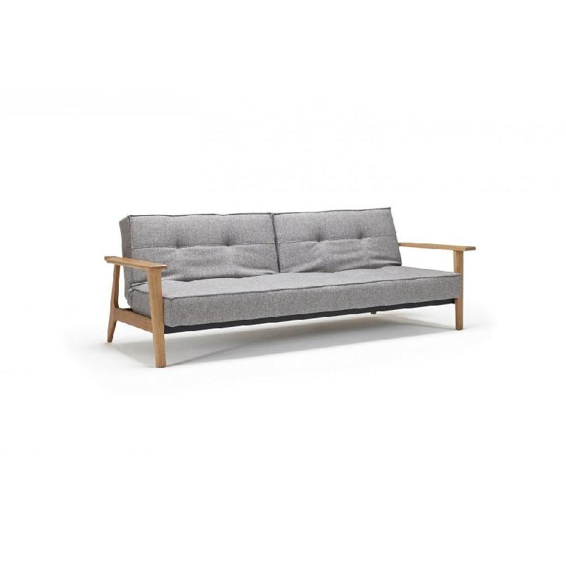 Canapé-lit convertible Innovation Living Splitback Frej - 115x210 cm - Piétement chêne - Tissu Mixed Dance Grey_0