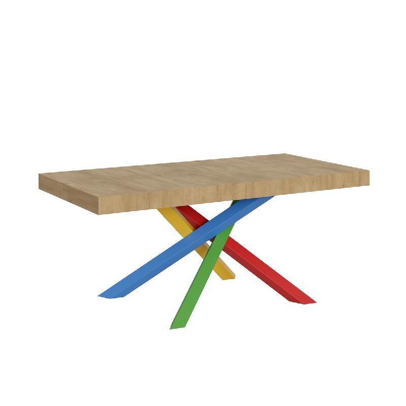 Itamoby Table Extensible 200/304X90 Cm Volantis Chêne Naturel Pieds Multicolores 4/B - marron VE200TAV4BALL-QN_0