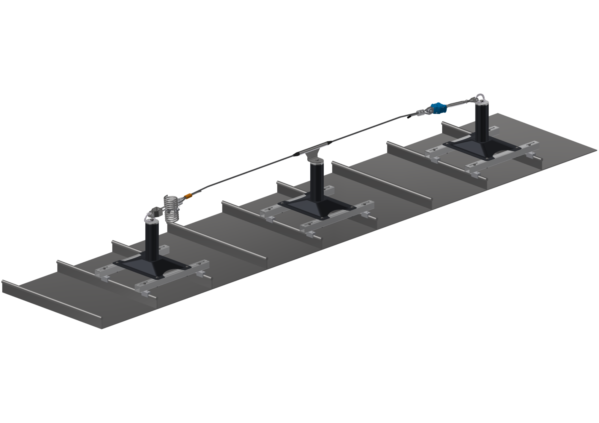 Ligne de vie à chariot - dispositif d'ancrage pour couverture à joint debout avec potelet absorbeur intégré_0