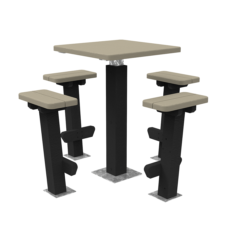 Mange-debout HELIOS - table haute et 4 assises - Piet. Noir - STD HEL-MD-01_0