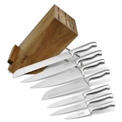 Nirosta Ensemble de 7 couteaux de cuisine professionnels et un bloc de rangement - 3176239998078_0