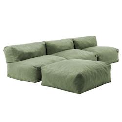 Oviala Business Salon d'angle fixe modulable 4 places vert cactus - Oviala - vert polyester 111427_0