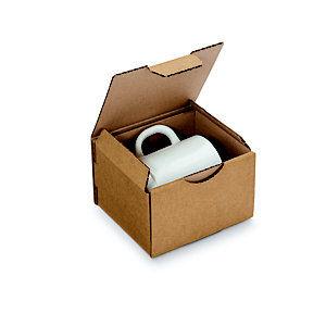 RAJA Boîte d'expédition brune en carton simple cannelure - L.Int. 12 x l.10 x H.8 cm - Lot de 50_0