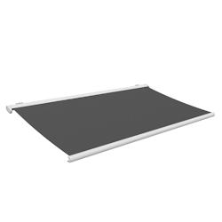 Store banne coffre Ciego 5,37x3,50 M Intersun, Blanc, Motorisé Secours à Télécommande + LED, toile Gris Graphite, aluminium - gris aluminium 37000_0