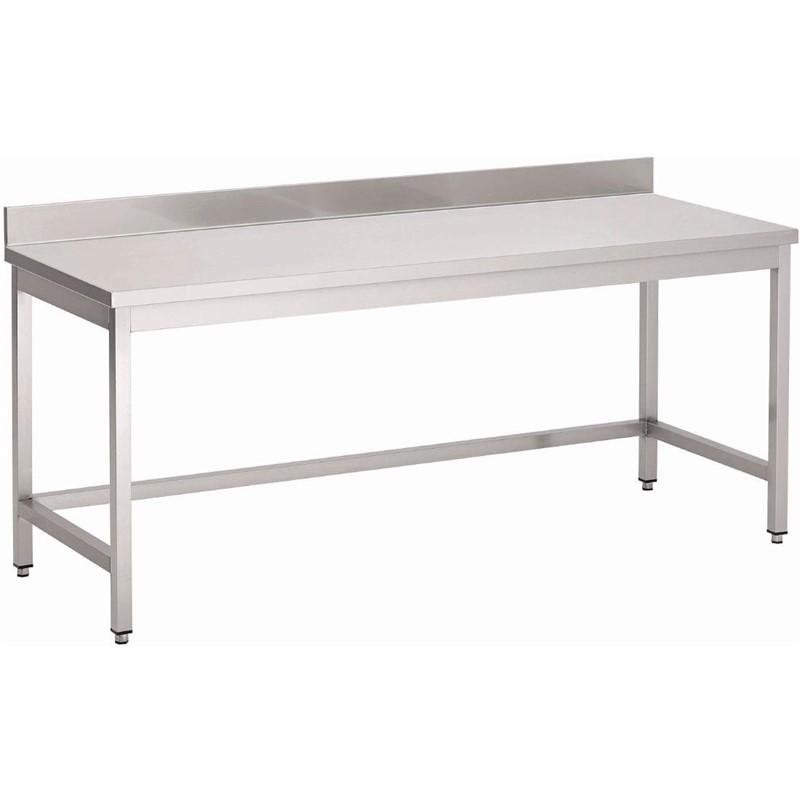 Table inox sans étagère basse avec dosseret 1000 x 700 x 850mm - GN115_0