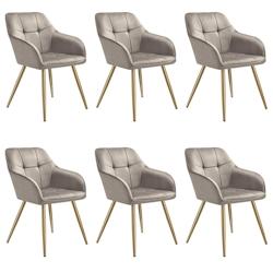 TecTake GmbH tectake Chaise MARILYN aspect velours capitonné - taupe/or, Lot de 6 -405790 - gris 405790_0