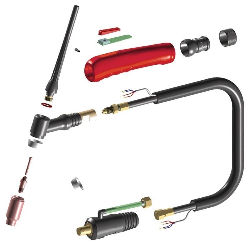 Torche de soudage TIG refroidie au gaz Schweisskraft SSR 7-26DD 8m - Compatible PRO-TIG 200/210 AC/DC numérique - Réf. 1102680_0