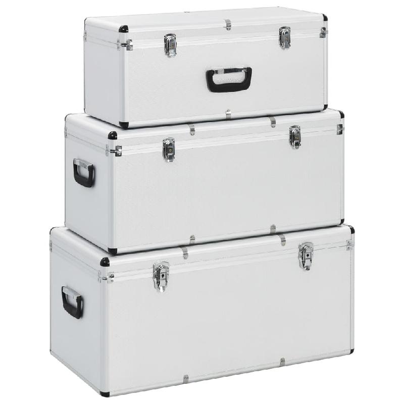 Vidaxl boîtes de rangement 3 pcs argenté aluminium 91852_0