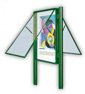 Vitrine 3000 - Simple ou double face - Cadre aluminium 150 mm - Porte levante avec vérins - Verre sécurisé 4 mm_0