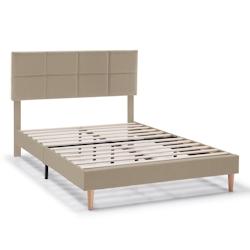 VS Venta-stock Cadre de lit rembourré Silvi 30 cm, 150x190 cm, Beige - beige polyester I24028_0