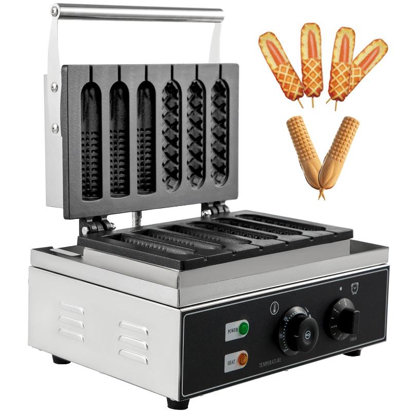 Gaufrier électrique commercial 1550W - Vevor - acier inoxydable, 6 gaufres sucettes, contrôle précis température et minuterie_0