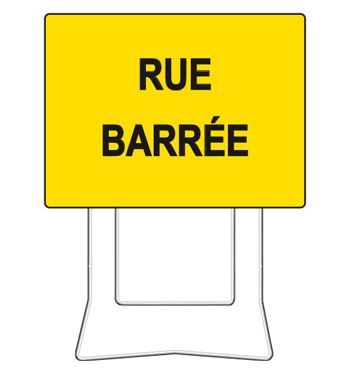 29985 - Panneau de chantier KC1 rue barrée - 600 x 800 mm - support mobile incliné en acier_0