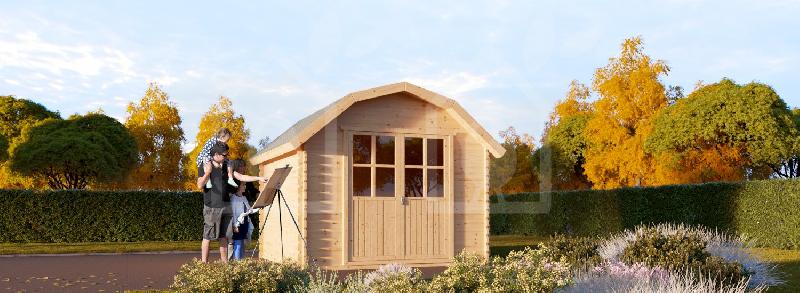 Abri de jardin Orlando 9m² (3x3) - Épaisseur 34mm - Pin nordique naturel_0
