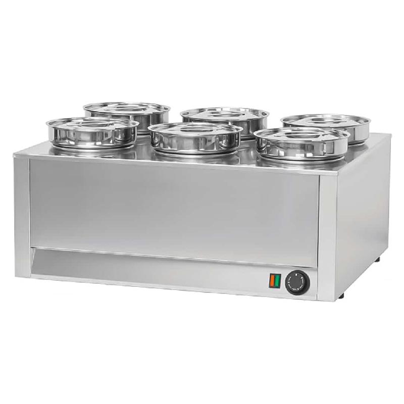 Bain marie à sauce 6 cuves professionnel en acier inoxydable 1200 W_0