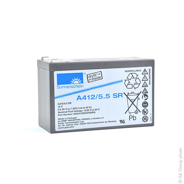 BATTERIE PLOMB ETANCHE GEL A412/5.5 SR 12V 5.5AH F6.35_0