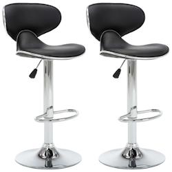 Décoshop26 - Lot de 2 tabourets de bar chaises hautes design moderne siège en PVC noir et acier DEC029805 - noir 3000257565250_0