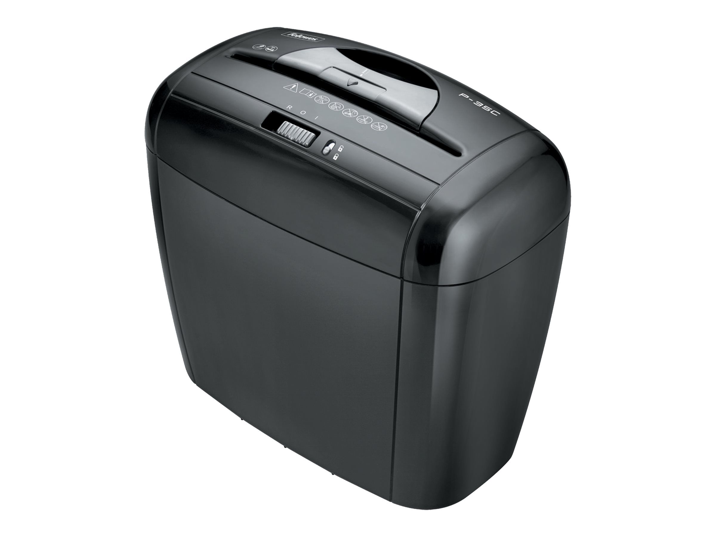 Destructeur de documents Fellowes - coupe croisée - 5 feuilles - design compact - sécurité renforcée_0