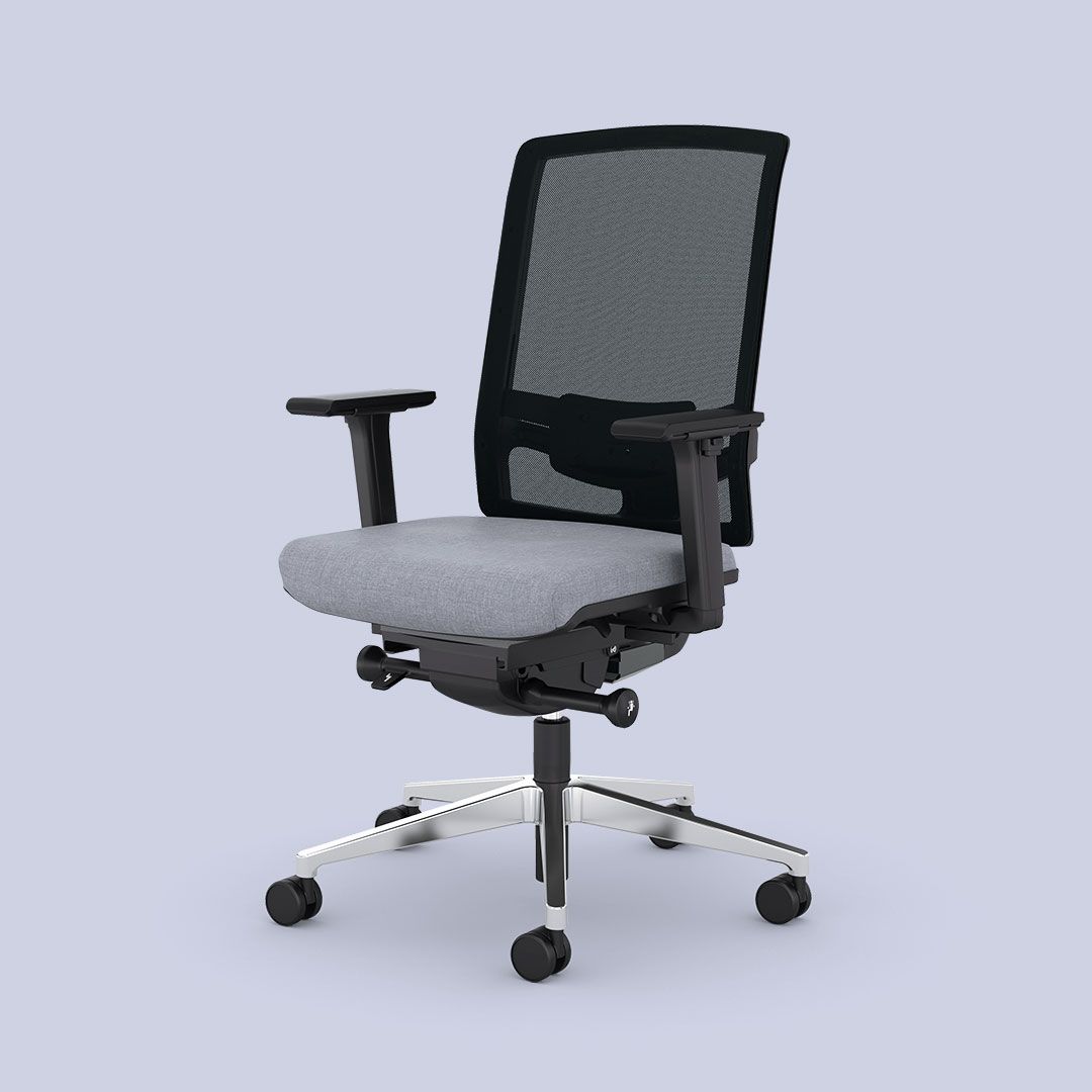 F1 - chaise de bureau - Viasit Bürositzmöbel GmbH - dossier maille tendue - mécanisme synchrone et mouvement 3D_0
