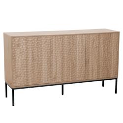 Oviala Business Buffet 3 portes moderne rectangulaire L147 cm bois clair - beige Bois massif 113570_0