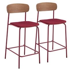 Oviala Business Lot de 2 chaises hautes en bois bordeaux - violet Bois massif 114226_0