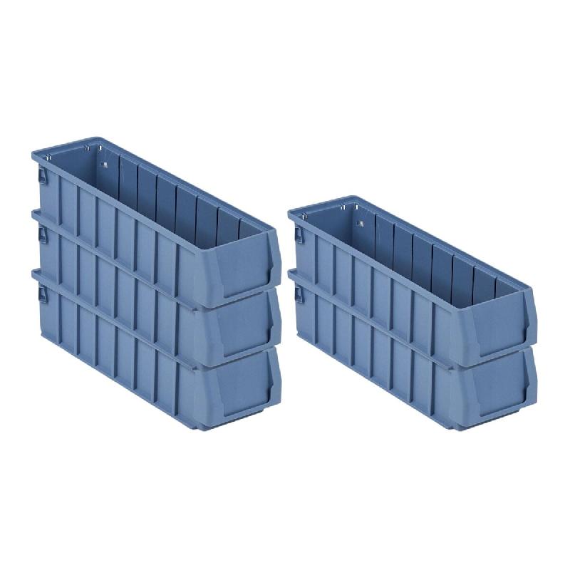 PROREGAL 5x Bac à étagères 400 SN avec étiquette & capot de protection | HxLxP 9x11,7x40cm, 2,7L | Bac à bec - bleu plastique RMK36-16_0
