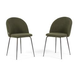 RATTATAN Lot de 2 chaises d’intérieur en velours côtelé avec pieds en métal, rembourrées pour cuisine, salle à manger, bar ou restaurant –Sa_0