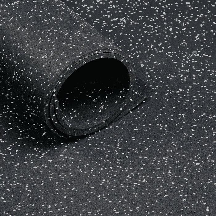 Revêtement de sol sportif larg. 1,25 m Long. 10 m épaiss. 6 mm noir/bleu SBR/EPDM caoutchouc granulé sans tissu_0