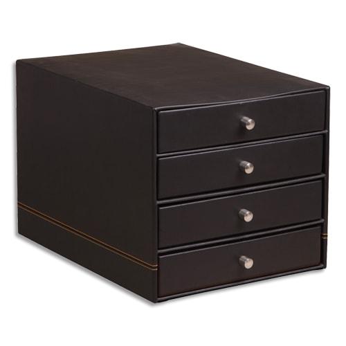 Rhodia module classement rhodiarama 4 tiroirs simili cuir italien. Dim (lxhxp) : 24,8x22,8x32,7 cm. Black_0