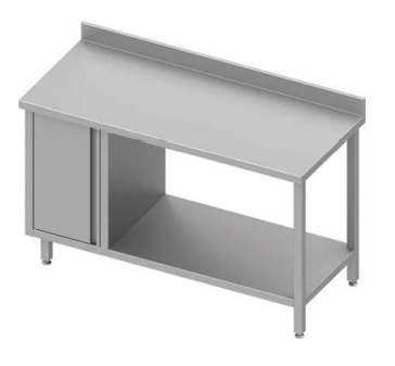 Table de travail inox adossée avec placard  à gauche et étagère 1400x800x900 - 930508140_0