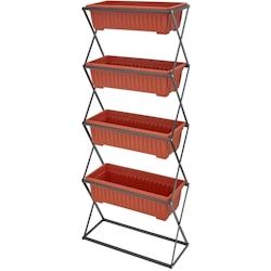 Tectake Jardinière verticale avec 4 bacs à fleurs 52 x 21 x 127 cm  marron - 403445 - marron plastique 403445_0
