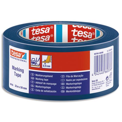 Tesa ruban adhésif PVC 150 microns - bleu - marquage au sol intérieur - 33 m x 50 mm - résistant au déchirement_0