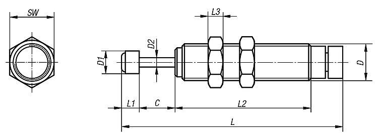 26300 - Amortisseur industriel réglable en acier inoxydable - norelem_0