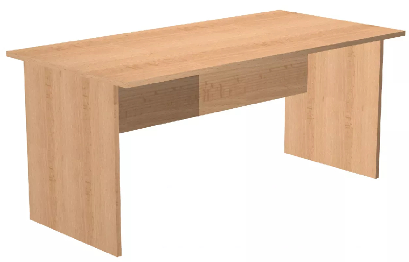 Bureau droit pied panneau So Presto - Frêne Noir, Blanc, 160 x 80 cm_0