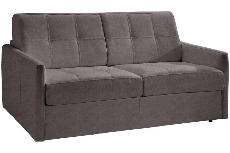 CANAPÉ CONVERTIBLE CUBE EN MICROFIBRE TAUPE COUCHAGE 120CM EXPRESS SOMMIER LATTES MATELAS 16 CM_0