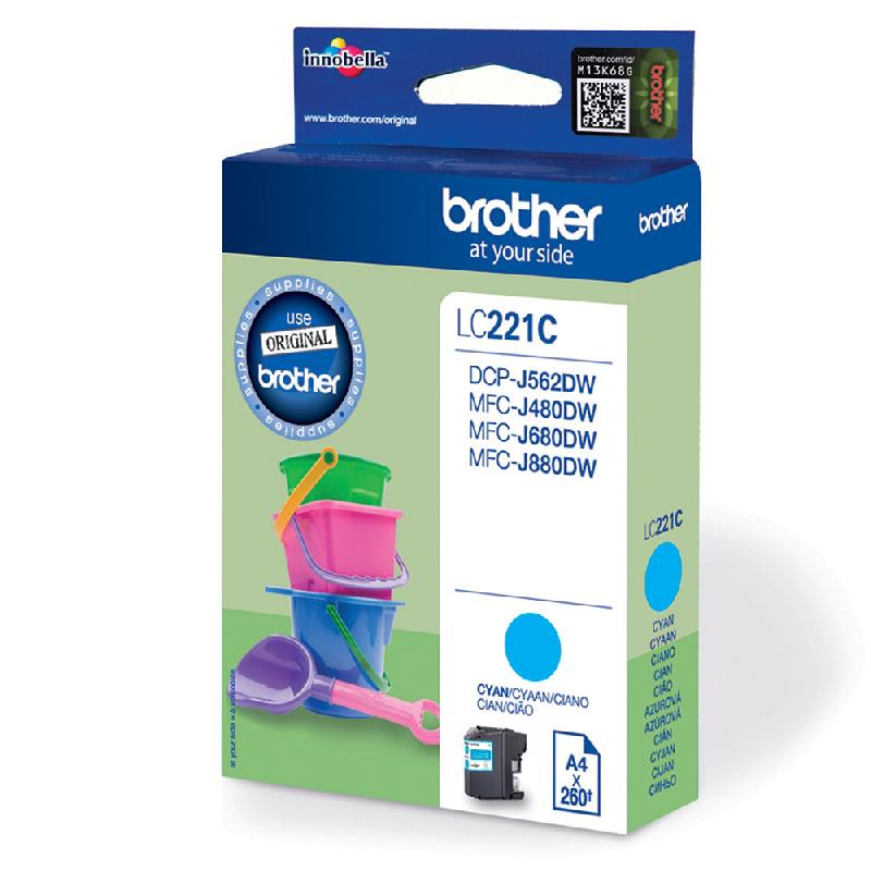 CARTOUCHE BROTHER LC221C CYAN POUR IMPRIMANTES JET D'ENCRE