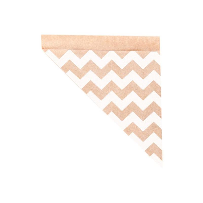 Cornet à frites papier ingraissable Kraft motif blanc 100g 24x17cm - par 2000_0