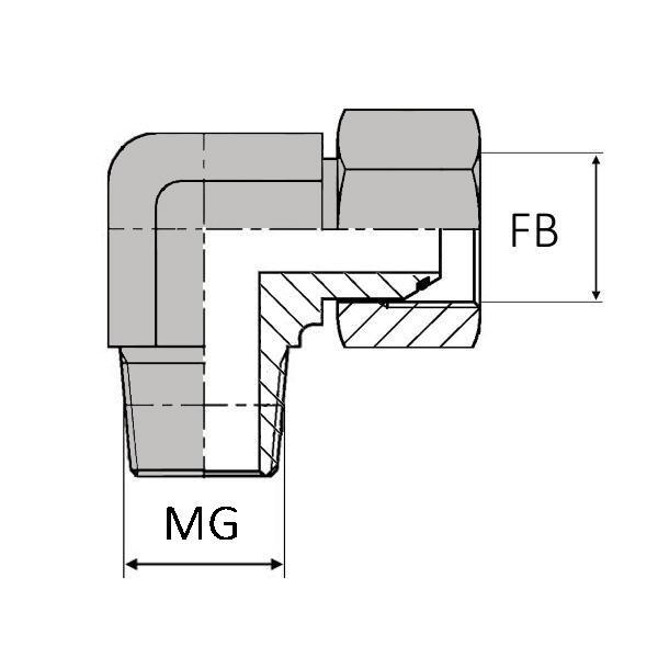 Coude 90° femelle tournant BSP x mâle gaz conique - BCFMCO90404 - Ø 1/4' - 13.15mm x 11.44mm_0
