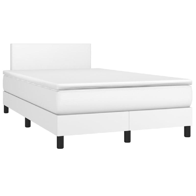Décoshop26 - Cadre de lit LED avec sommier tête de lit matelas 120x200 cm synthétique blanc TDL0208724 - blanc 3001569447760_0