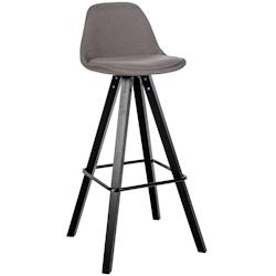 Décoshop26 - Tabouret de bar chaise haute x1 repose-pieds style scandinave en tissu taupe structure en bois noir carré 10_0004643 - noir 3000252209197_0