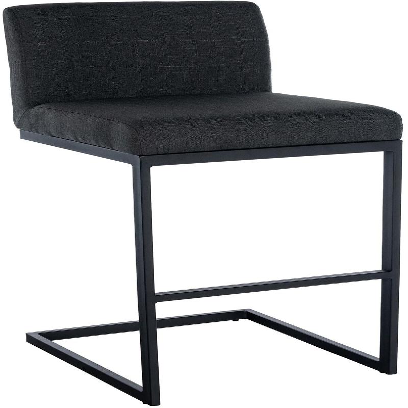 Décoshop26 - Tabouret de bar x1 avec dossier pieds en forme de luge en métal noir assise en tissu gris foncé 10_0005634 - gris métal 3000265127969_0
