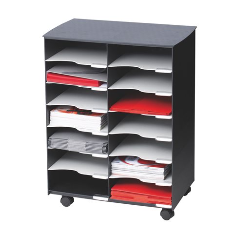 DESSERTE MOBILE 14 CASES NOIR-GRIS -