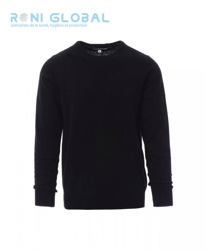 Pullovers de travail unisexe en coton/laine - FLY PAYPER - Encolure ras du cou, tricot sans coutures, bord-côtes fins_0