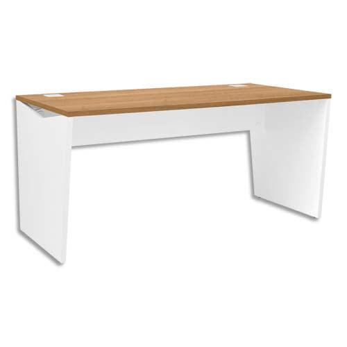 Gautier office bureau pied panneau yes merisier, avec voile de fond, 2 passe-cables l160 x h74 x p80 cm_0