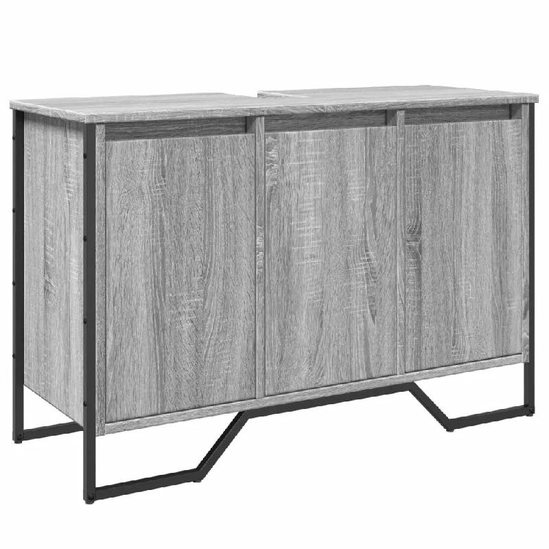 Helloshop26 - Armoire lavabo de salle de bain moderne design peu encombrant rangement 91 x 35 x 60 cm en bois sonoma gris 02_0049576 - gris métal 300_0