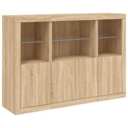 Helloshop26 - Buffet bahut commode armoire meuble de rangement organisateur cuisine salle de séjour salon avec lumières LED 3 pcs 02_0037217 - 30002_0